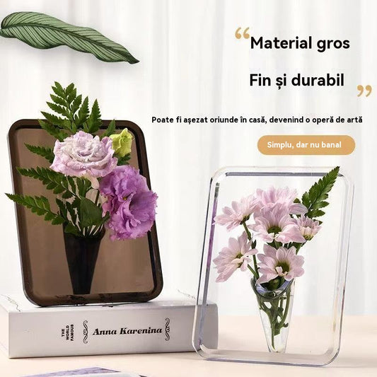 【1 set de 4 piese】💐Vază cu ramă foto de birou de înaltă calitate