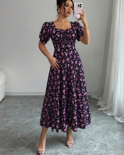 👗Ostatni dzień promocji -50%! 【S-2XL】Letnia elegancka sukienka w kwiaty, przewiewna i wygodna, łatwa do stylizacji, wysmuklająca sylwetkę.