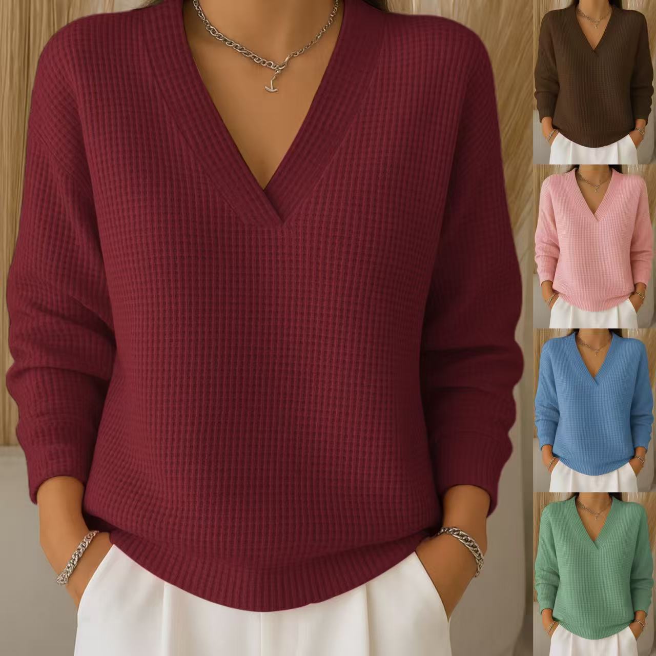 🔥【S-3XL】Elegancka i wygodna damska bluzka z dekoltem w serek