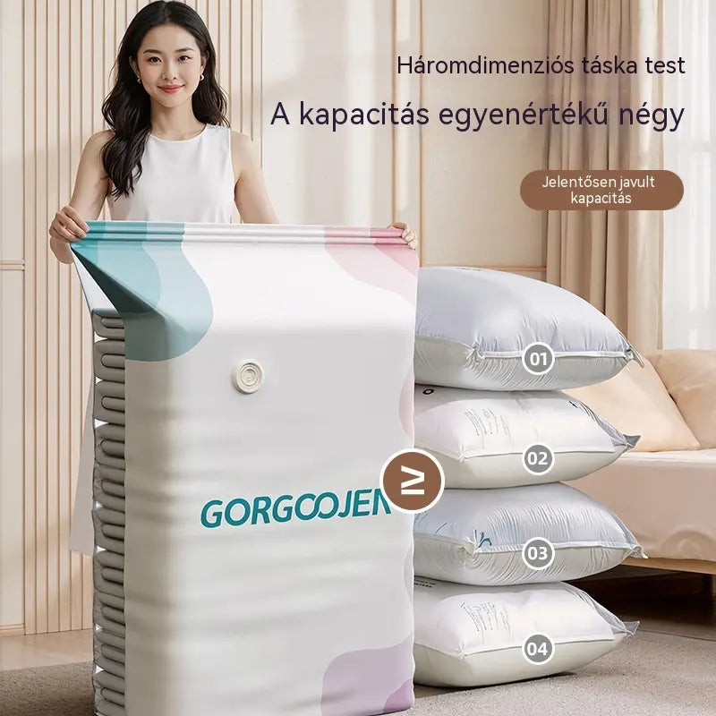 🧳 5 tétel ára 9600 Ft 💨 Nagy, összenyomható vákuumos tárolózacskó: nem igényel pumpát, szivárgásmentes és ideális helytakarékosságra bőröndökben és otthon ✈️