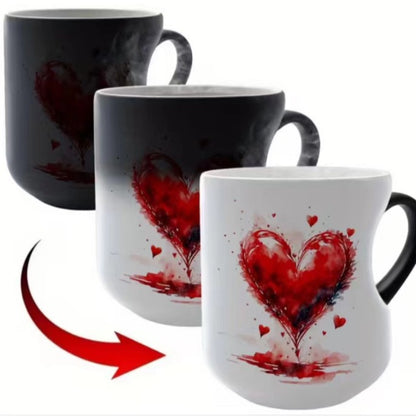 📢📢50% zniżki!!! ⏰ Walentynkowy ceramiczny kubek w kształcie serca, zmieniający kolor💝✨