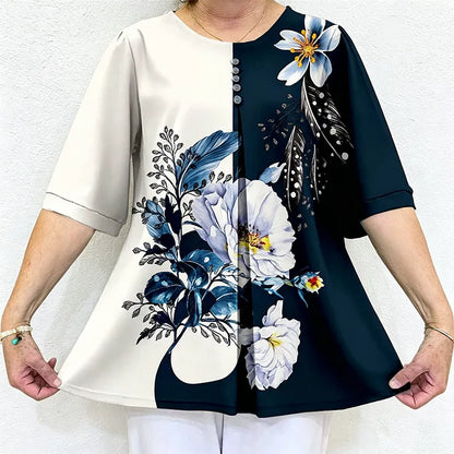Damski letni top – wygodny, elastyczny i swobodny, o eleganckim, wyszczuplającym kroju.