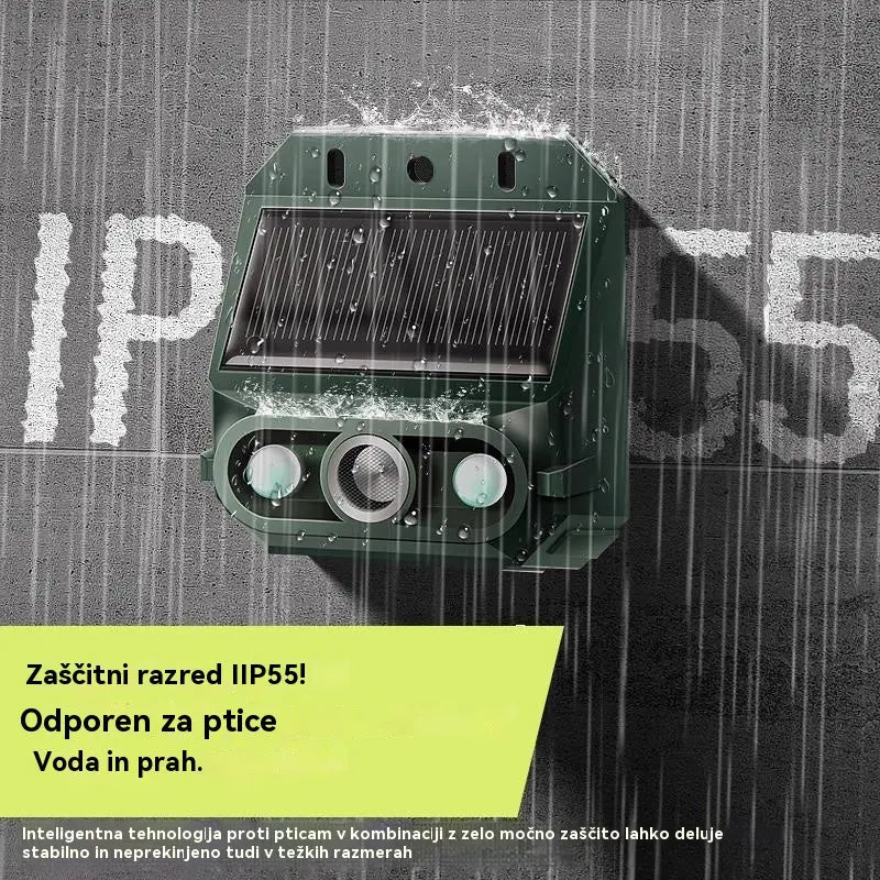 【🔥Kupite 1, dobite 1 gratis】🔥Zunanji solarni ultrazvočni odganjalec ptic z utripajočo infrardečo svetlobo ter rdečo in modro LED diodo