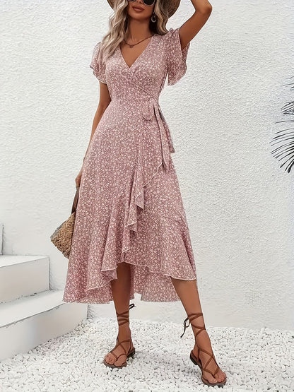 🔥 Ostatni dzień wyprzedaży – 50% zniżki! 【S-2XL】Letnia sukienka w kwiaty z dekoltem w serek – wysmuklający krój, przewiewna i wygodna, pasuje na wiele okazji.