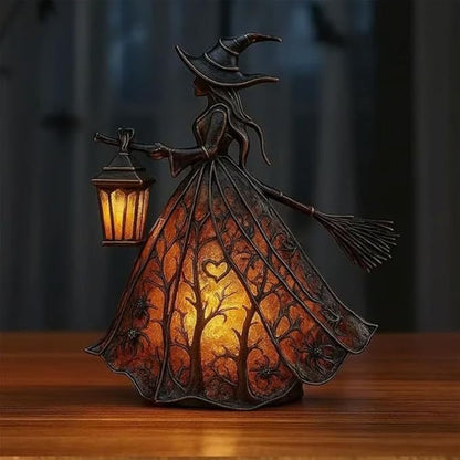 🧙‍‍♀️Lámpara de bruja de Halloween, decoración de linterna gótica aterradora, figura decorativa única para lámpara de mesa, luz de noche con patas, adecuada para el hogar, porche, oficina, decoración de fiesta, se puede usar como Halloween y regalo.