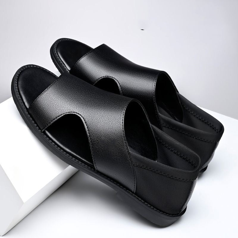 【38-44】2025 Vară Sandale Bărbați Piele de vacă Respirabil Hollow Anti-alunecare Casual