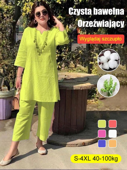 【40-100 KG】2024 Nowe garnitury letnie o temperamencie/dojazdy do pracy z bawełny lnianej
