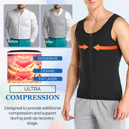 【S-4XL】💪👕Vestă cu fermoar pentru controlul burticii pentru bărbați