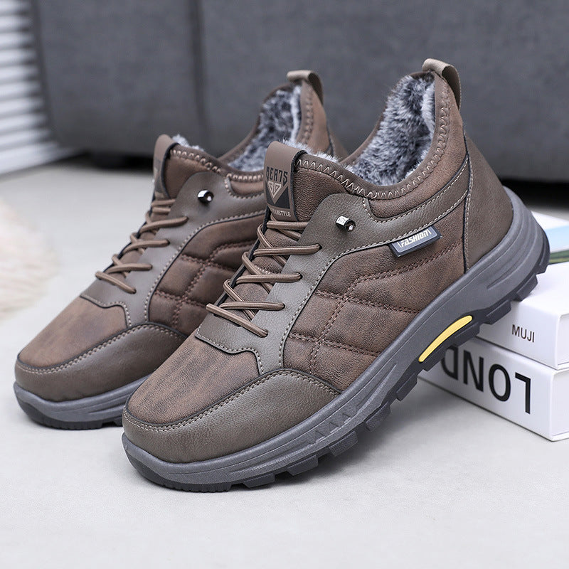 🔥🔥 【39-44】Botas cálidas de algodón para hombre, forro polar grueso, suela suave antideslizante