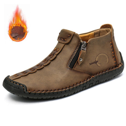 🥾【38-48】Botas Martens para hombre hechas totalmente a mano con cuero genuino, con forro de felpa y cremallera – cálidas, cómodas y elegantes, ideales para el invierno.