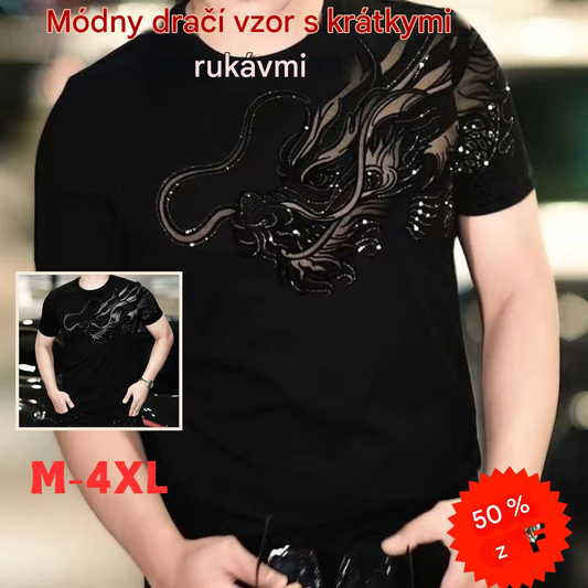 👔💥【M-4XL】【Kúp 1 kus, 1 kus zadarmo】Módne tričko s krátkym rukávom a dračím vzorom