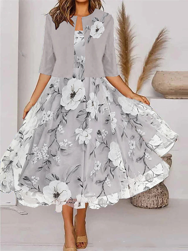 🎀👗【S-3XL】 Elegancka sukienka + dwuczęściowy zestaw z krótkim płaszczem