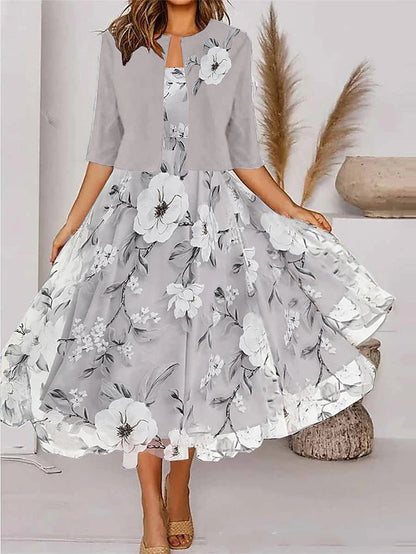 🎀👗【S-3XL】 Elegancka sukienka + dwuczęściowy zestaw z krótkim płaszczem