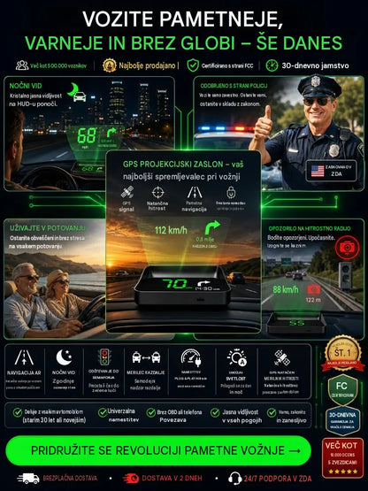 【Švicarska vojaška GPS navigacija "Izogibanje kazni"】Nov GPS merilnik hitrosti in vrtljajev z zaslonom HUD【1 kos za 27 evrov【USB vmesnik】