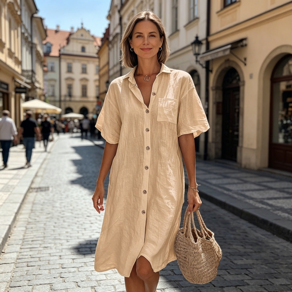 ☀️ Luźna lniana sukienka koszulowa na upalne letnie dni | Wygoda i styl 👗