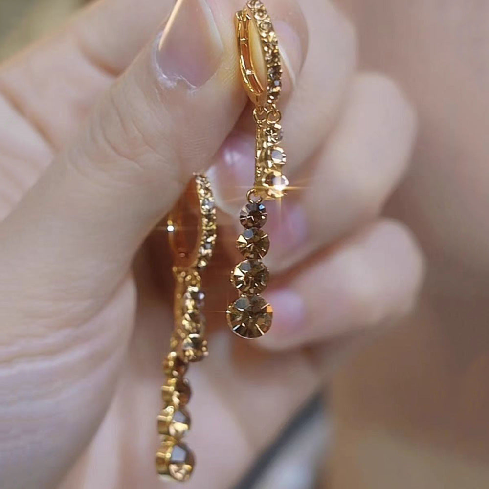 ✨【4 pary】Eleganckie diamentowe długie kolczyki