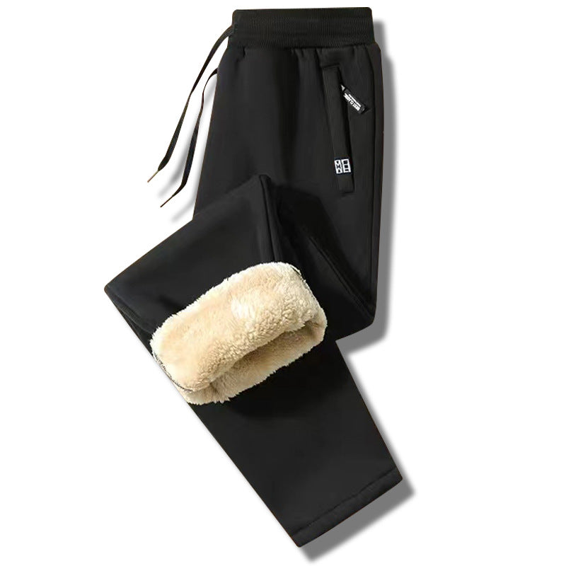 👖【M-5XL】2025 moda zimowa męska zagęszczone ciepłe sportowe spodnie na co dzień z wełny jagnięcej