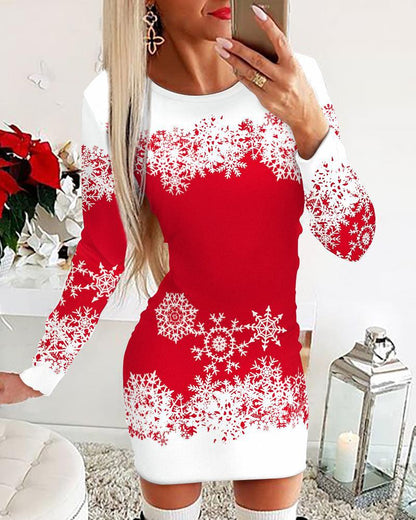 🔥【S-5XL】Vestido navideño de manga larga de otoño e invierno 2025