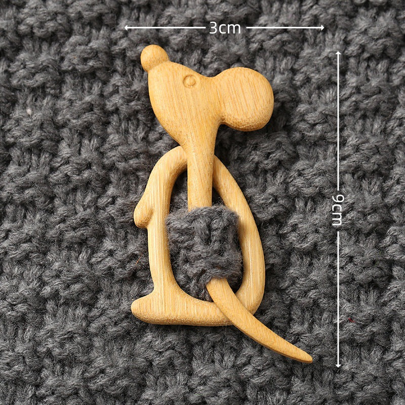 🎁(1 juego de 3)Broche de madera con forma de animal para regalar