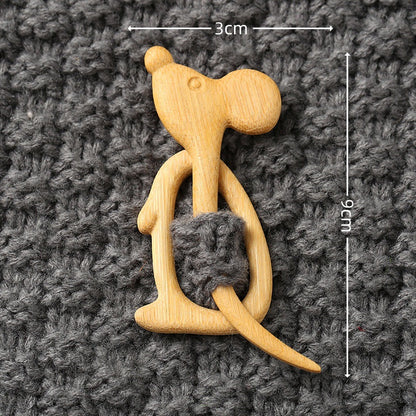 🎁(1 juego de 3)Broche de madera con forma de animal para regalar