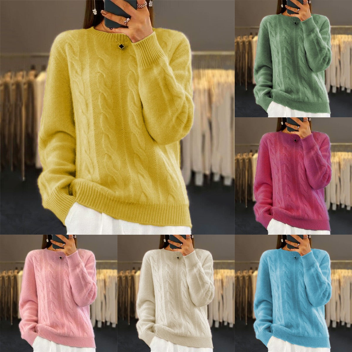 🔥⛄【S-XL】Nowy sweter z wełny na jesień i zimę 2025, jednolity kolor, wysokiej jakości