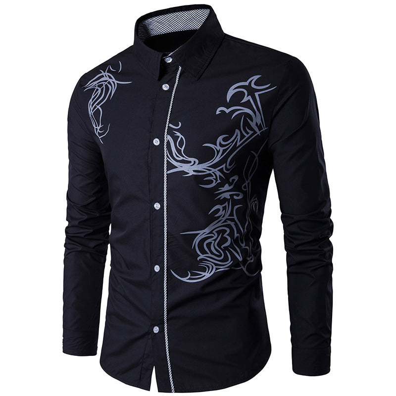 🔥🔥【M-3XL】Nowa koszula męska Slim Fit z nadrukiem smoka 2025