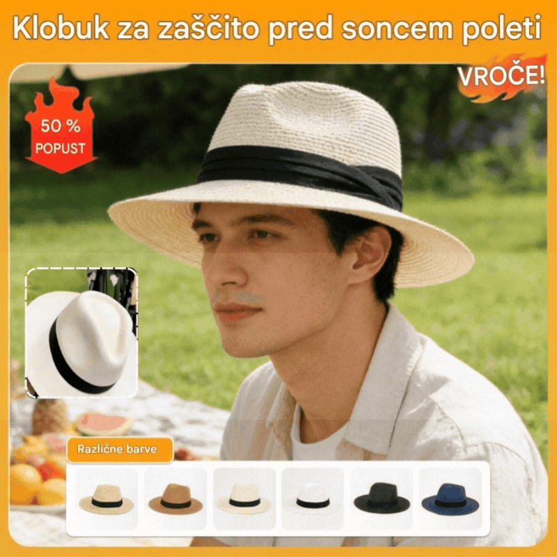🌿 【56–58 cm】Ročno tkan klobuk iz palmovega lesa iz Ekvadorja.