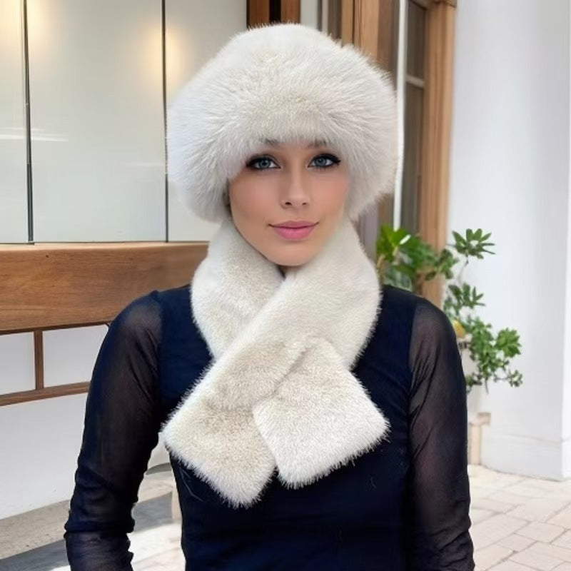 Modny zimowy szalik + pluszowa czapka