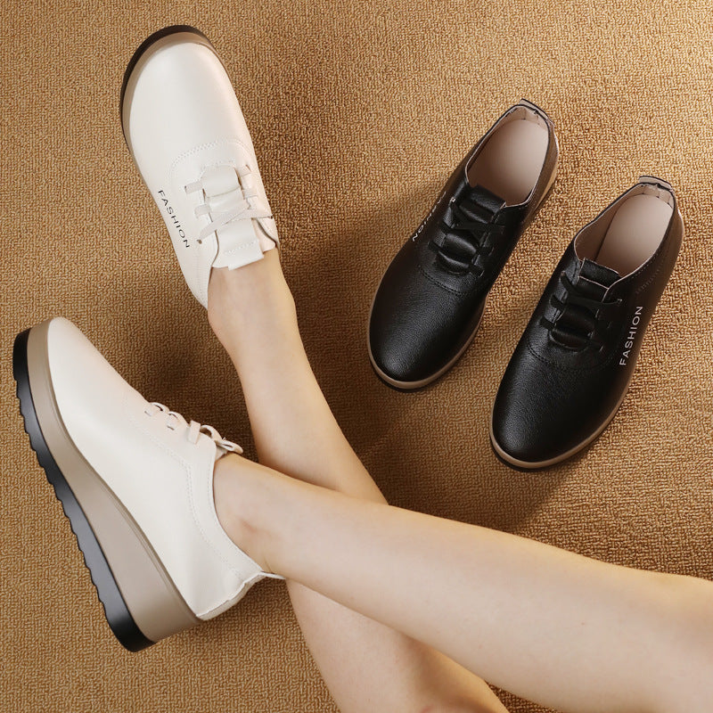 🔥【35-42】Dámske kožené topánky s hrubou podrážkou, nový módny trend na jeseň