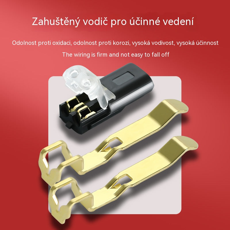 🔥Časově omezená nabídka【Kupte 20, získejte 20 zdarma】🔥🏆Dvojitý kabelový konektor s pojistnou sponou Bez pájení svorky pro vodiče bez nutnosti odizolování kabelu odolné vůči vysokým teplotám dlouhá životnost
