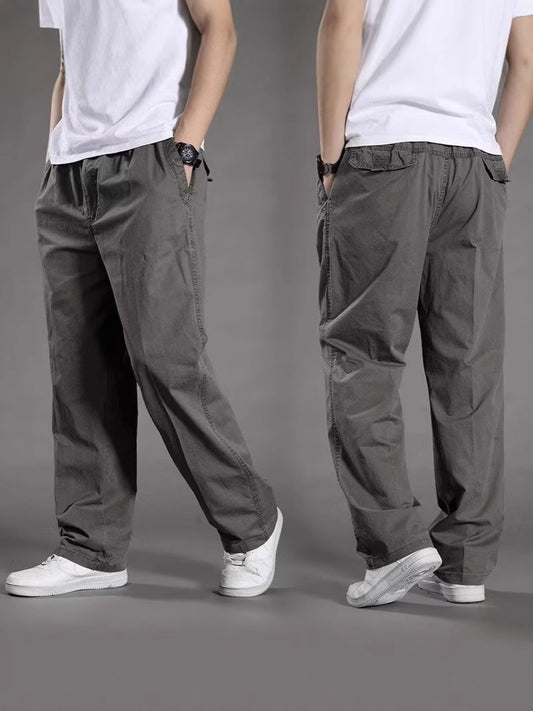 【Velikost M–6XL】Pánské letní volné kalhoty z prodyšné bavlny rovného střihu, velké velikosti – outdoorové kalhoty