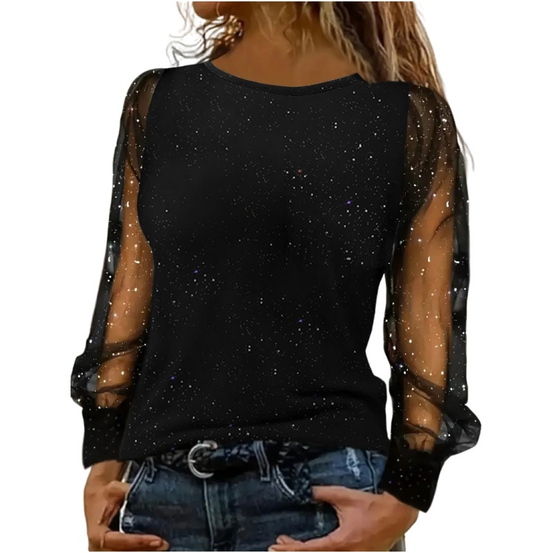 🔥【S-5XL】Camiseta de malla de manga larga con cuello en V para mujer (2026)