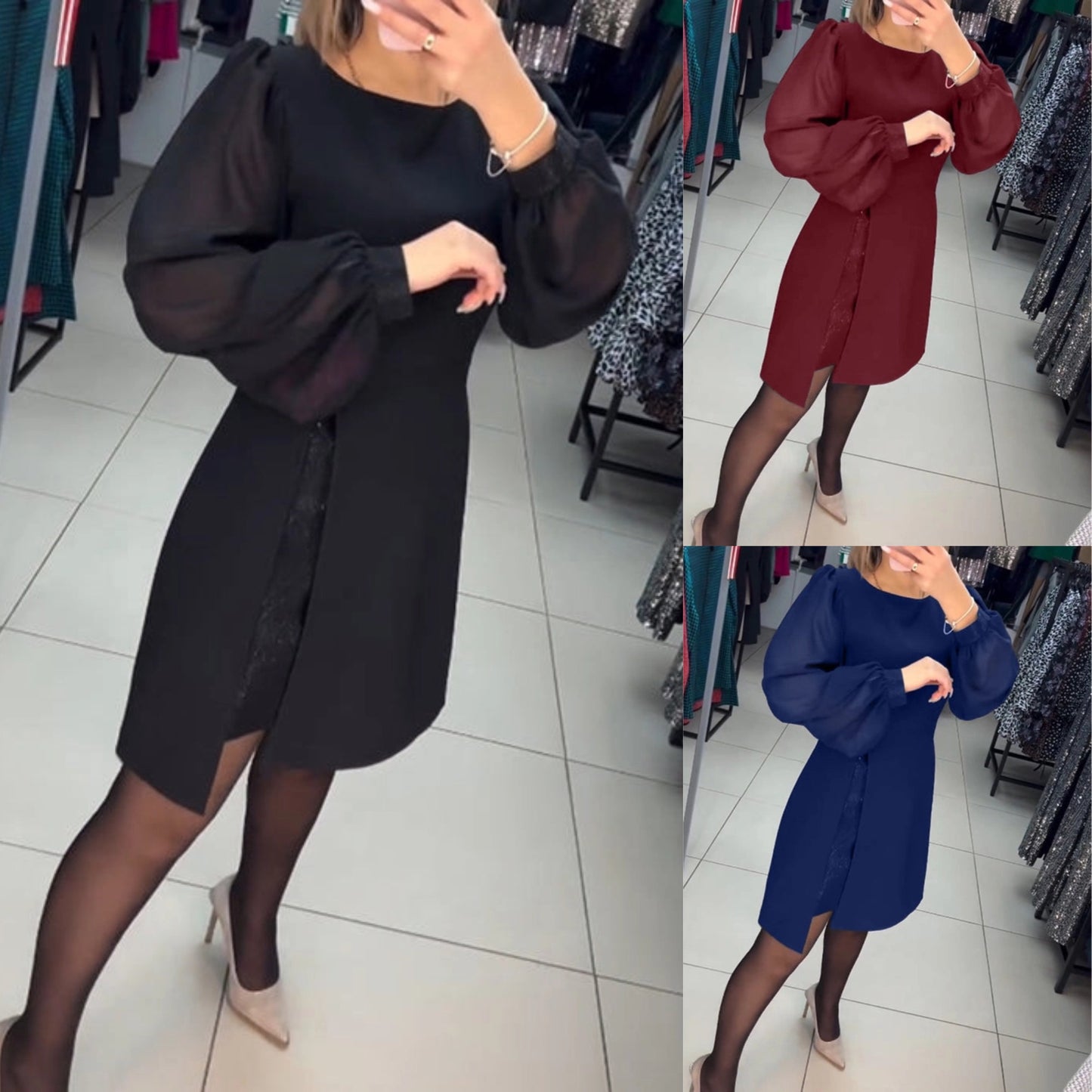 💟【S-5XL】Nové retro dvojdielne šaty s okrúhlym výstrihom a falošným pásom z roku 2025