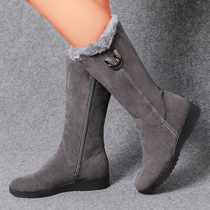 🎁✨Descuento de invierno 49% [35-41] Botas de nieve cálidas de invierno para mujer, botas Martin con tacones medios y de cuña, cremallera antideslizante