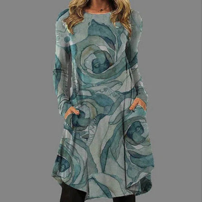 【S-5XL】 Nová móda jeseň a zima 2025 elegantné šaty s retro potlačou