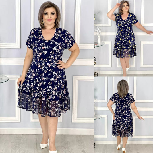 💟【S-5XL】👗Nowa modna i elegancka sukienka w kwiatowy print
