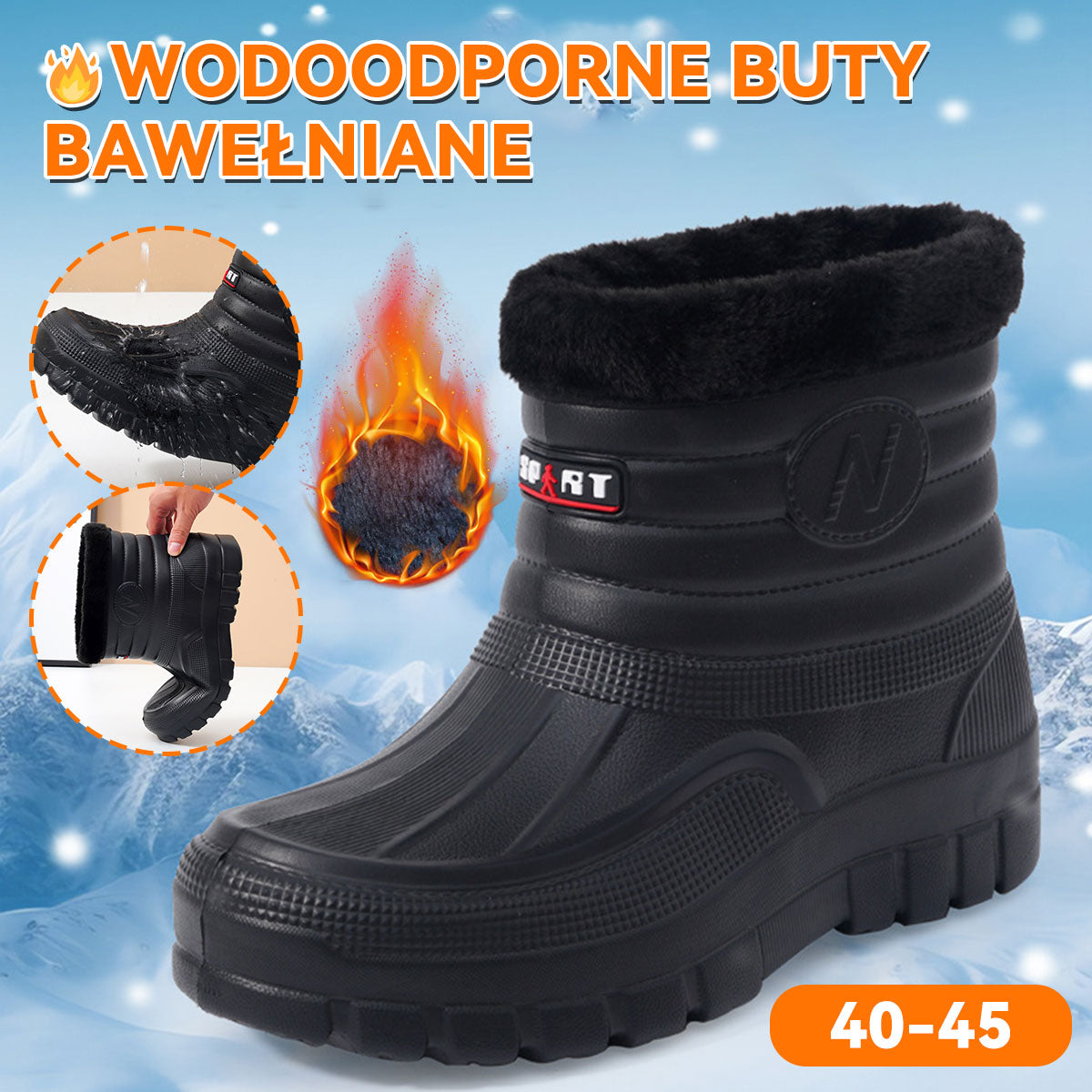 ♥️♥️【40-45】【Nový produkt】Pánske teplé, nepremokavé outdoorové topánky s flísovou podšívkou, odolné, vodné a snehové topánky, po členky alebo nad členky.