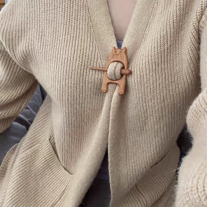 🎁(1 juego de 3)Broche de madera con forma de animal para regalar