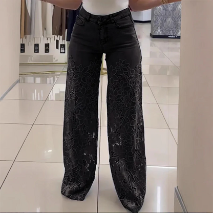 💥 LICHIDARE DE STOC 💥👖Blugi moderni din denim cu petice de dantelă