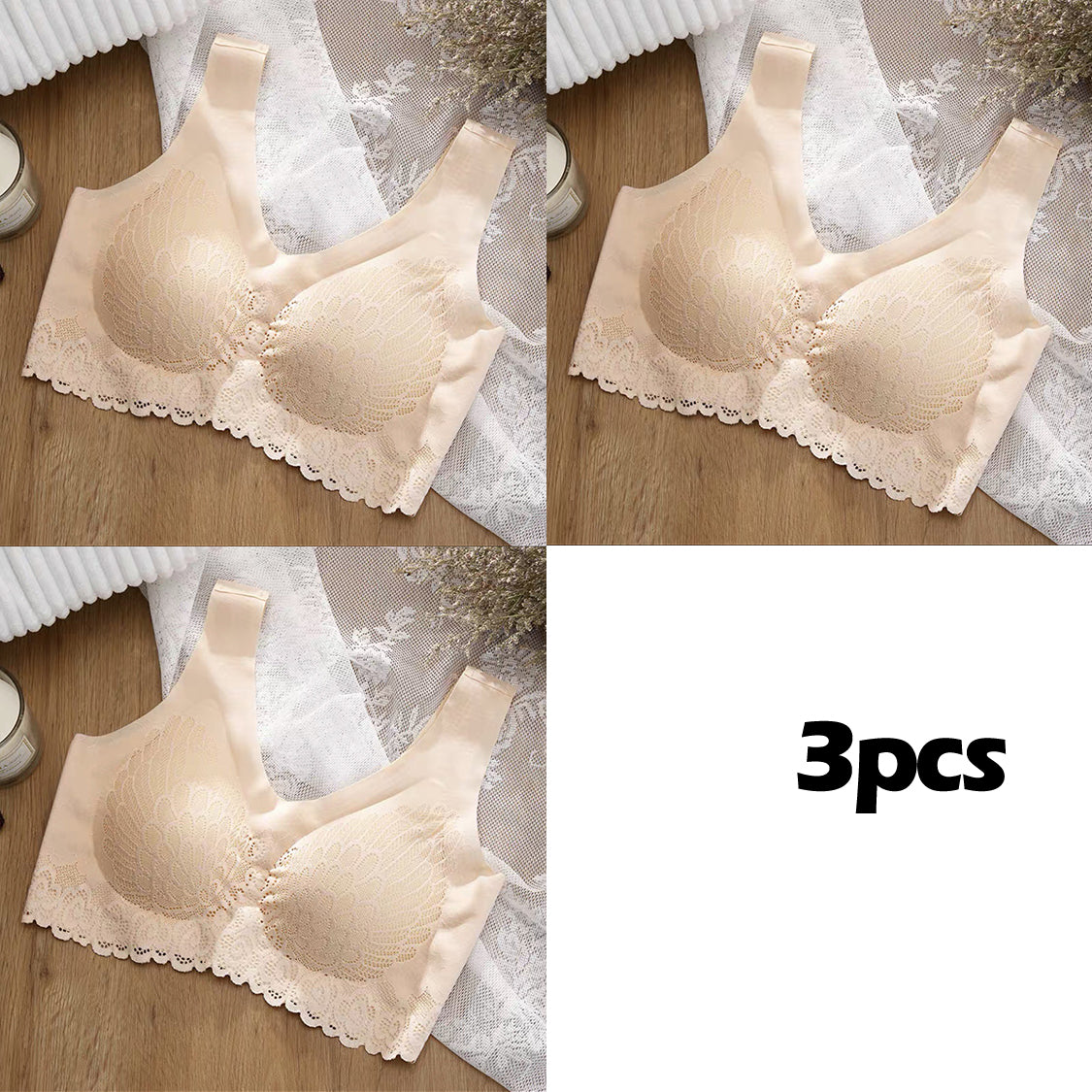 💕【3 dílná sada】Nová podprsenka z přírodního latexu bez kostic s push-up efektem – maximální pohodlí po celý den
