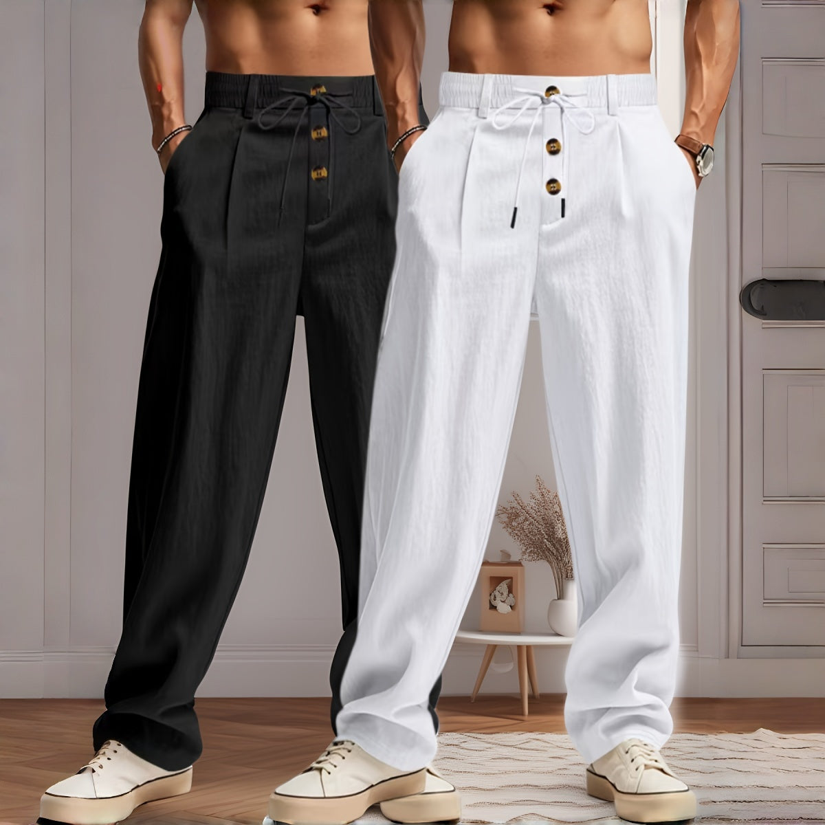 👖👖【S-3XL】¡Oferta por tiempo limitado! Pantalones caseros de hombre de alta calidad. Corte entallado y recto, transpirables y cómodos.