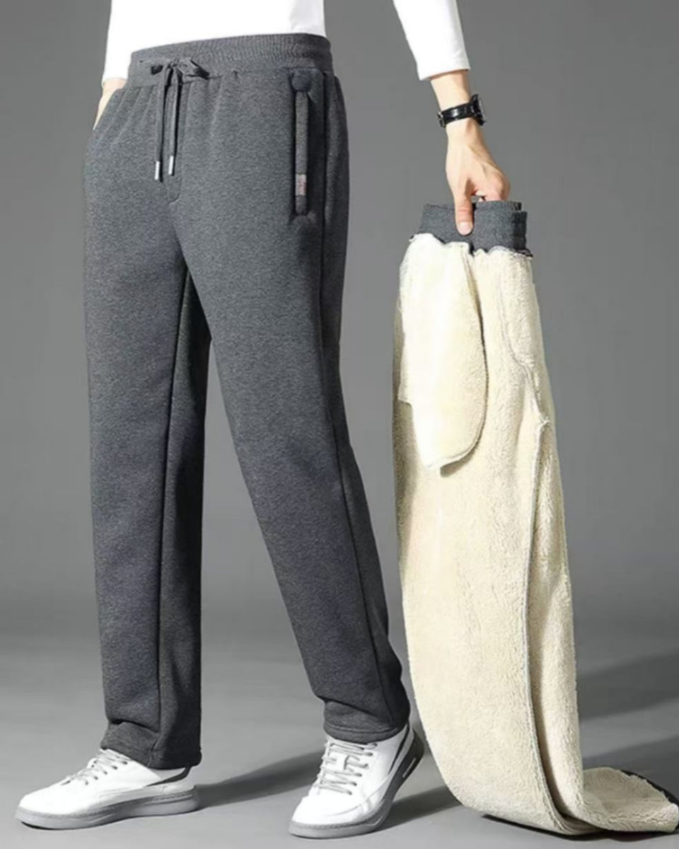 👖【M-5XL】2025 moda zimowa męska zagęszczone ciepłe sportowe spodnie na co dzień z wełny jagnięcej