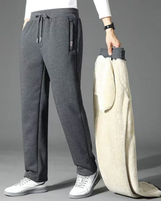 👖【M-5XL】2025 moda zimowa męska zagęszczone ciepłe sportowe spodnie na co dzień z wełny jagnięcej