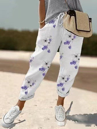 【S-3XL】Dámské volnočasové kalhoty z bavlny a lnu, volitelně vícebarevné-Z