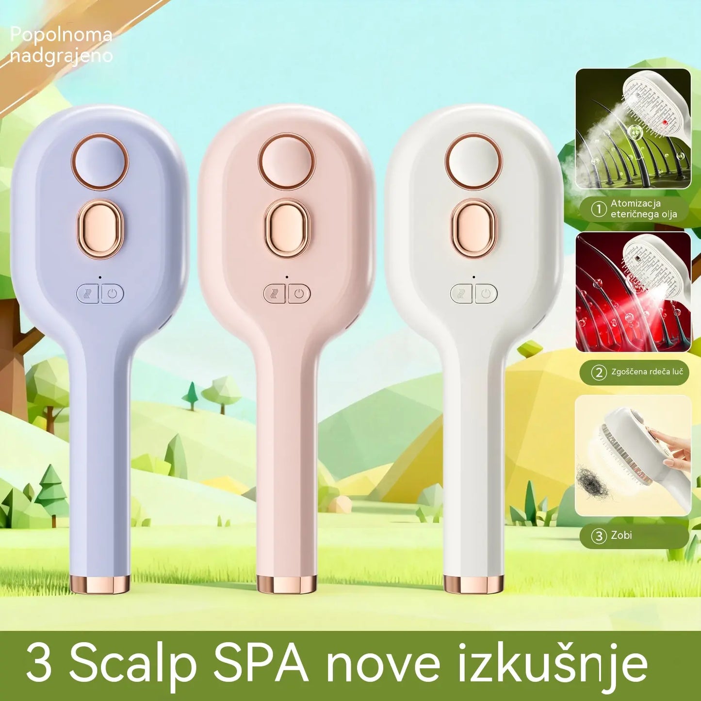 💖💨Krtača za lase z enim gumbom za pršenje, ki učinkovito preprečuje zapletanje las.