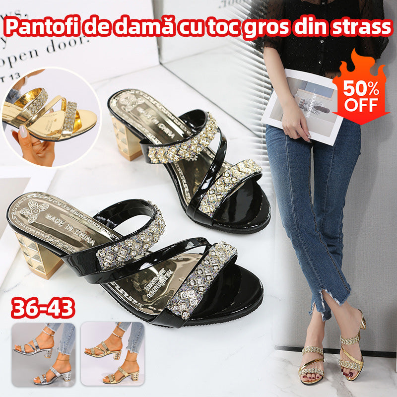 👡【36-43】Modne pantofle na wysokim obcasie w kształcie diamentu