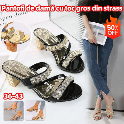 👡【36-43】Modne pantofle na wysokim obcasie w kształcie diamentu