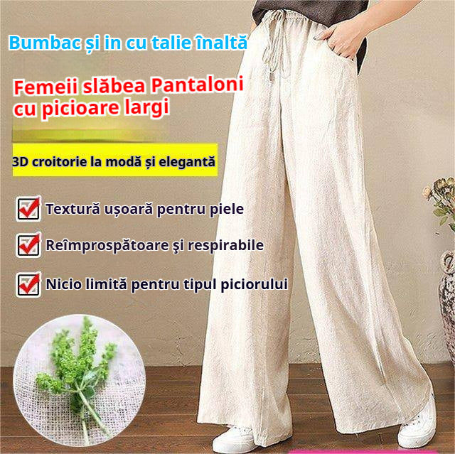 🔥🔥👖【S-3XL】Jarní a letní ležérní bavlněné a plátěné kalhoty větší velikosti, široké nohavice✅【40-90kg】