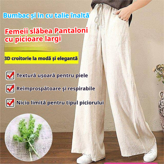 🔥🔥👖【S-3XL】Jarní a letní ležérní bavlněné a plátěné kalhoty větší velikosti, široké nohavice✅【40-90kg】
