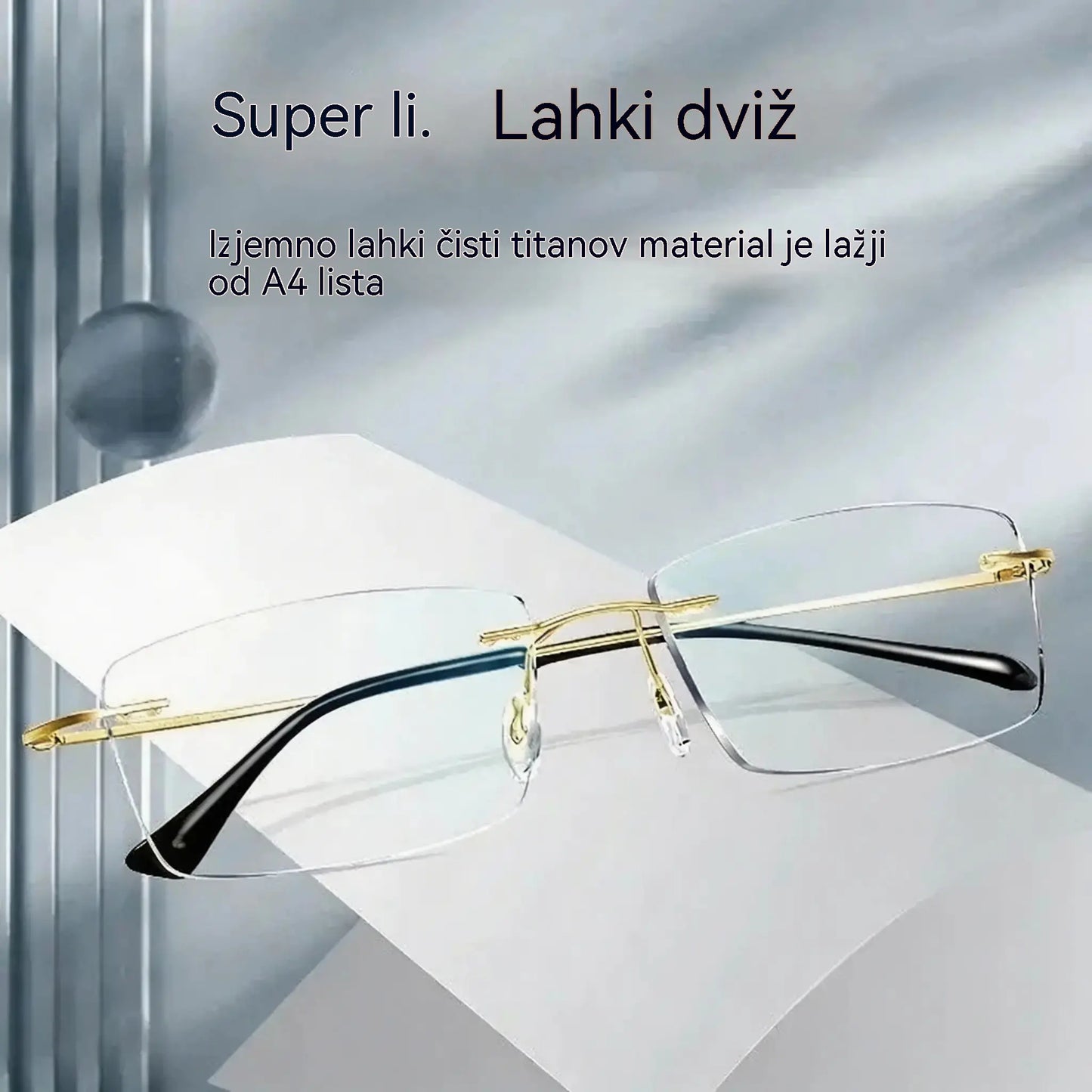 👓 Visokokakovostna, ultra lahka, visokoločljivostna profesionalna očala brez okvirja z zaščito pred modro svetlobo. Unisex dizajn. ✨